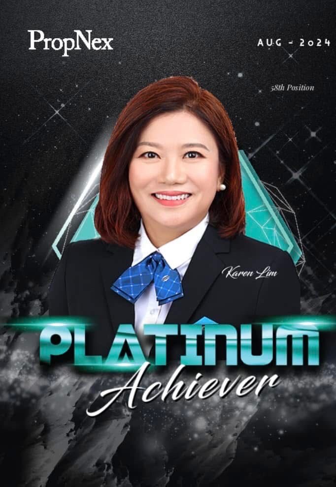 PropNex Platinum Achiever card for Karen Lim, August 2024